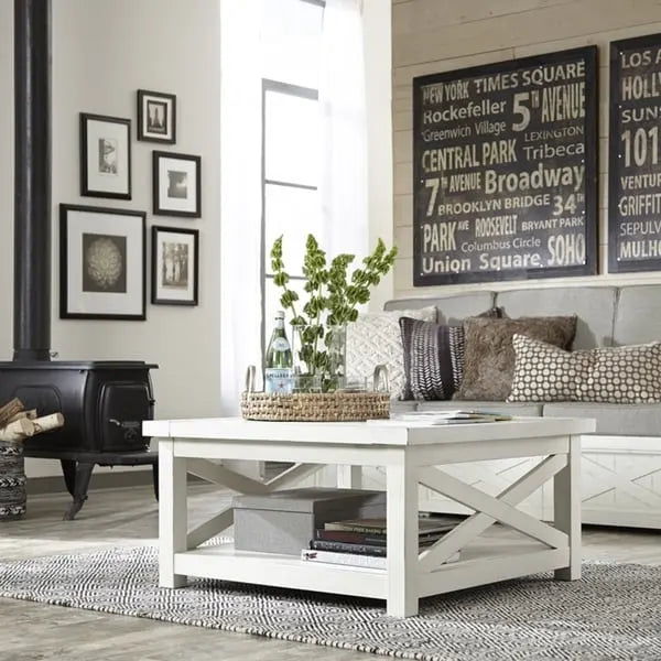 Seaside Lodge Off-White Weathered Finish Coffee Table by 