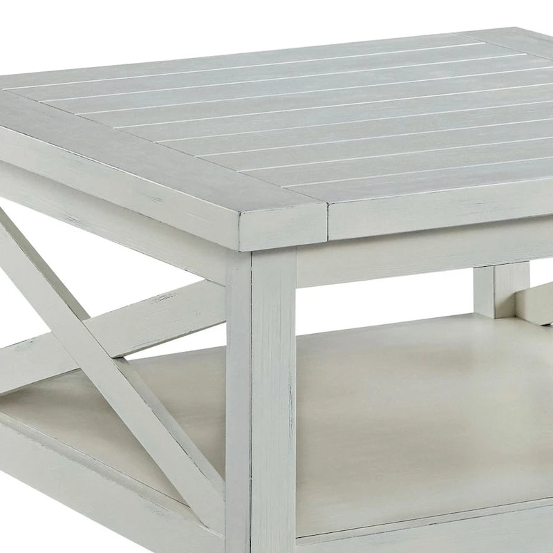 Seaside Lodge Off-White Weathered Finish Coffee Table by