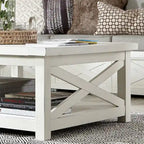 Seaside Lodge Off-White Weathered Finish Coffee Table by