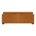 Genuine Leather Sofa with Luxurious Comfort, Goose Feather Cushion Filling, Square Arm Design, Sturdy Block Legs