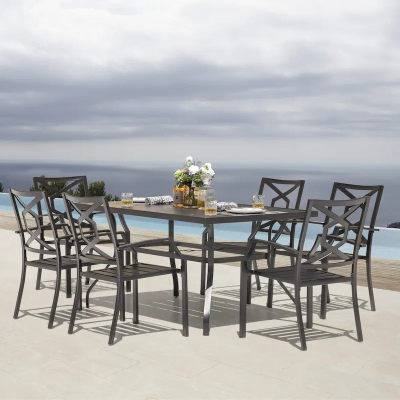 NUU GARDEN Outdoor 7-Piece Iron Dining Set