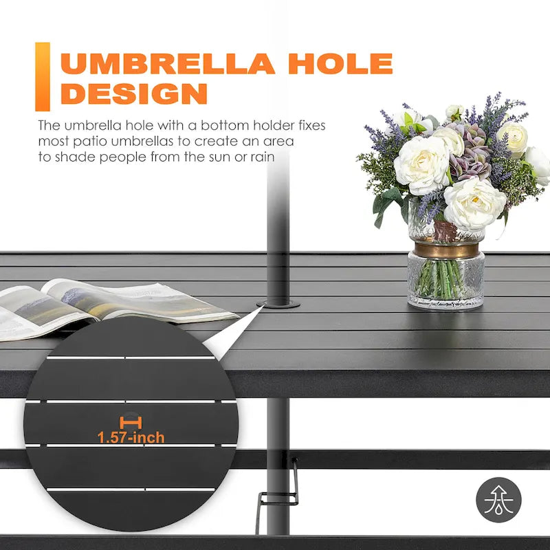 NUU GARDEN Outdoor 7-Piece Iron Dining Set