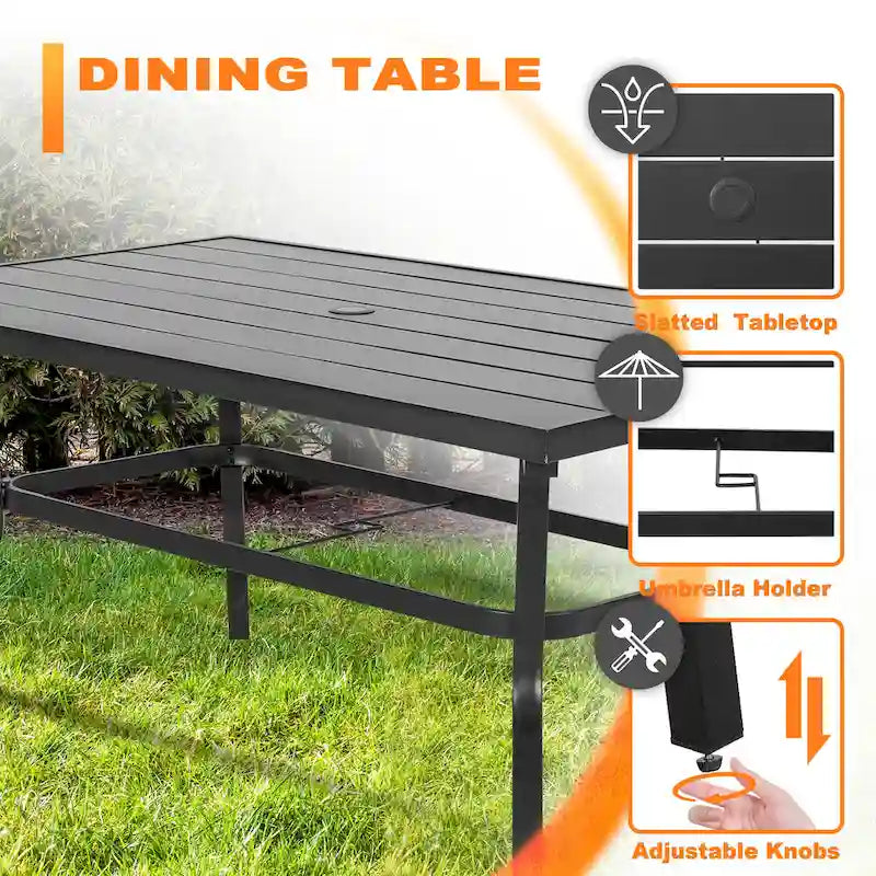 NUU GARDEN Outdoor 7-Piece Iron Dining Set
