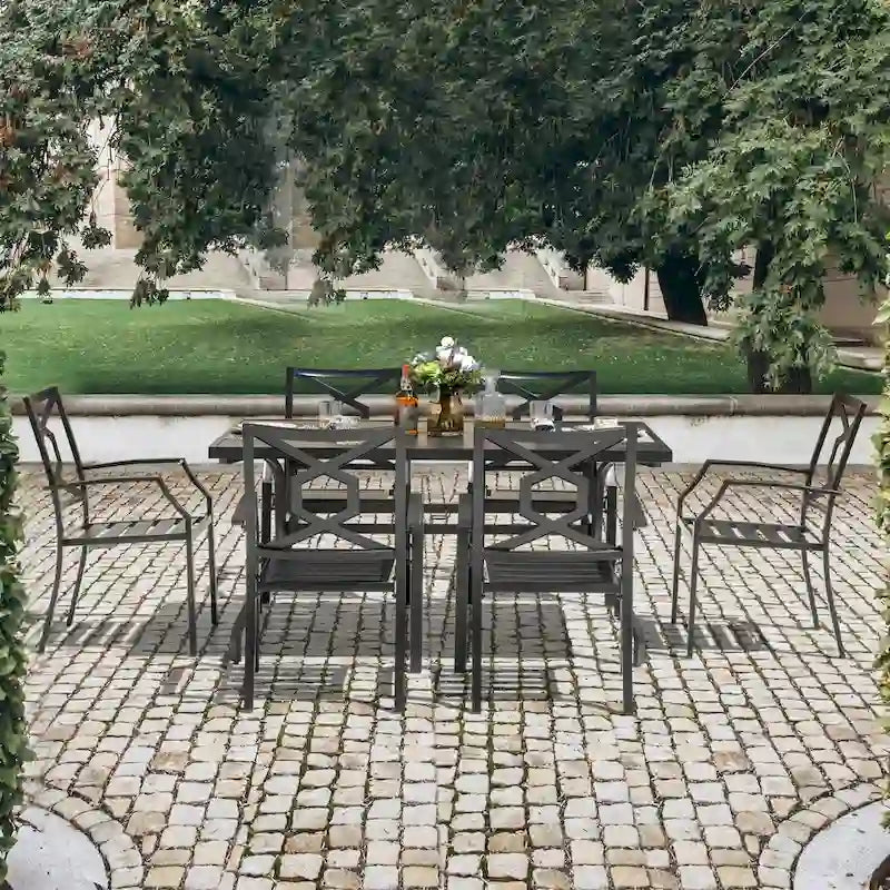 NUU GARDEN Outdoor 7-Piece Iron Dining Set