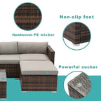 COSIEST Outdoor 6-Piece Wicker Sectional Sofa, Armchair with Ottoman