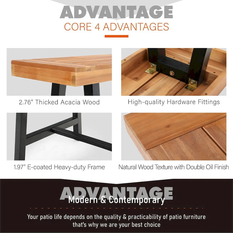 3-piece Acacia Wood Dining Set