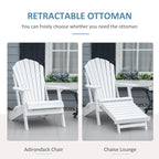 Outsunny Folding Adirondack Chair with Pull Out Ottoman, Outdoor Fir Wood Fire Pit Chair with Footrest, Porch Fanback Lounge