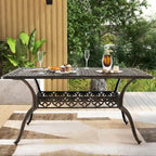 59 Outdoor Dining Table All-Weather Cast Aluminum Umbrella Hole