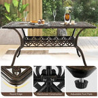 59 Outdoor Dining Table All-Weather Cast Aluminum Umbrella Hole