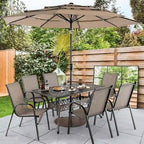 59 Outdoor Dining Table All-Weather Cast Aluminum Umbrella Hole
