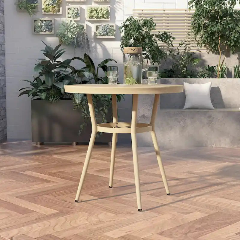 Furniture of America Ariel Natural Tone 32-inch Metal Round Patio Dining Table