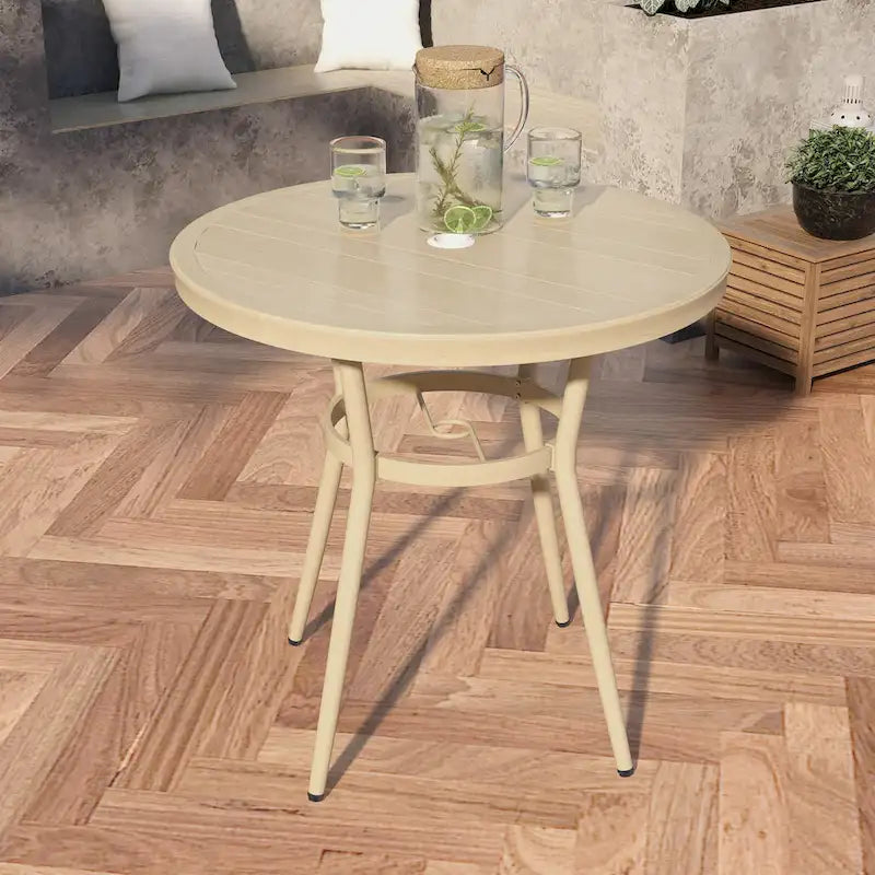 Furniture of America Ariel Natural Tone 32-inch Metal Round Patio Dining Table