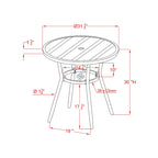 Furniture of America Ariel Natural Tone 32-inch Metal Round Patio Dining Table