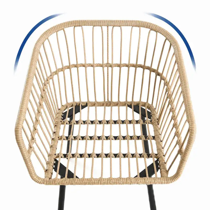 Moasis 3 Pieces Outdoor Wicker Rattan Patio Conversation Bistro Set