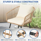 Moasis 3 Pieces Outdoor Wicker Rattan Patio Conversation Bistro Set