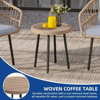 Moasis 3 Pieces Outdoor Wicker Rattan Patio Conversation Bistro Set