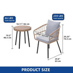 Moasis 3 Pieces Outdoor Wicker Rattan Patio Conversation Bistro Set