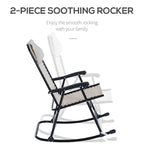 Outsunny Rocking Chair Set with Breathable Mesh Fabric, Pillow, Cream White