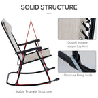 Outsunny Rocking Chair Set with Breathable Mesh Fabric, Pillow, Cream White