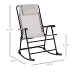 Outsunny Rocking Chair Set with Breathable Mesh Fabric, Pillow, Cream White