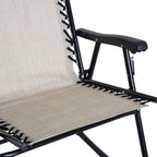 Outsunny Rocking Chair Set with Breathable Mesh Fabric, Pillow, Cream White