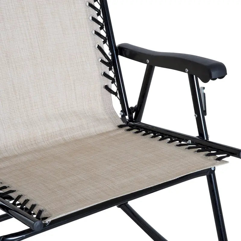 Outsunny Rocking Chair Set with Breathable Mesh Fabric, Pillow, Cream White