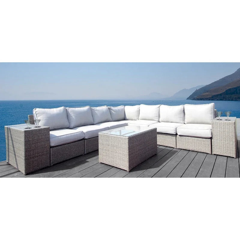 LSI Chelsea 10-piece Modular Grey Aluminum/Wicker Sectional Set