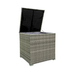 4 Piece Patio Sectional Wicker Rattan Outdoor Furniture Sofa Set with Storage Box Grey