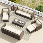 Corvus Trey 12-piece Brown Wicker Patio Furniture Sectional Conversation Set
