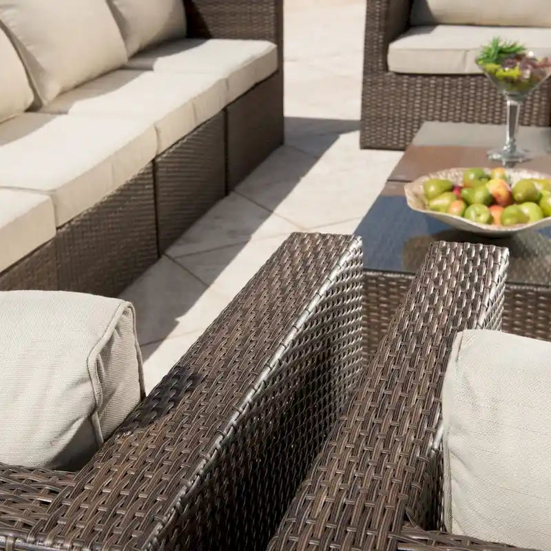 Corvus Trey 12-piece Brown Wicker Patio Furniture Sectional Conversation Set