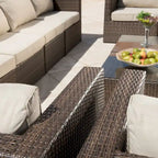 Corvus Trey 12-piece Brown Wicker Patio Furniture Sectional Conversation Set