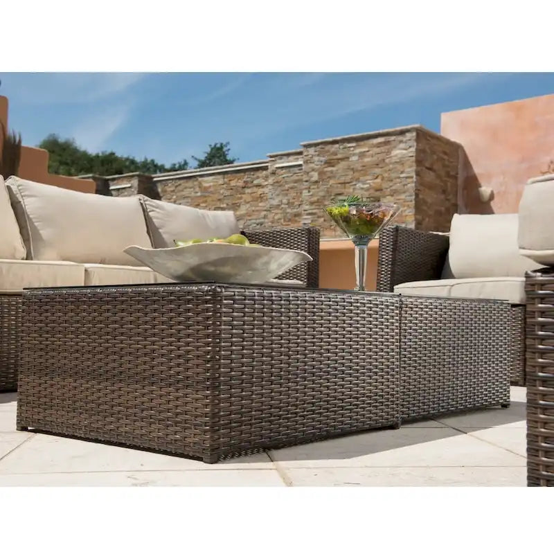 Corvus Trey 12-piece Brown Wicker Patio Furniture Sectional Conversation Set