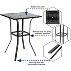 3-Piece Outdoor Patio Metal High Seating Swivel Bistro Set - 3-Pieces