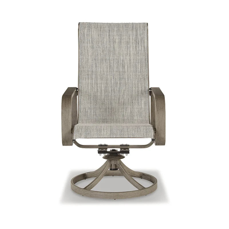 Signature Design by Ashley Beach Front Brown/Beige Outdoor Sling Swivel Chair Set (Set of 2) - 30W x 25D x 42H