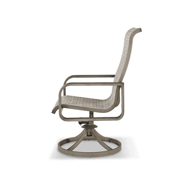 Signature Design by Ashley Beach Front Brown/Beige Outdoor Sling Swivel Chair Set (Set of 2) - 30W x 25D x 42H