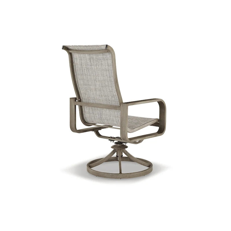 Signature Design by Ashley Beach Front Brown/Beige Outdoor Sling Swivel Chair Set (Set of 2) - 30W x 25D x 42H