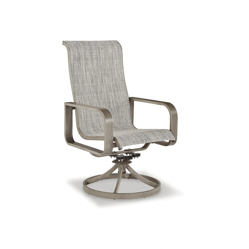 Signature Design by Ashley Beach Front Brown/Beige Outdoor Sling Swivel Chair Set (Set of 2) - 30W x 25D x 42H