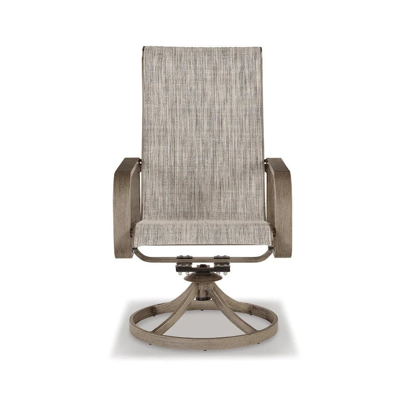 Signature Design by Ashley Beach Front Brown/Beige Outdoor Sling Swivel Chair Set (Set of 2) - 30W x 25D x 42H