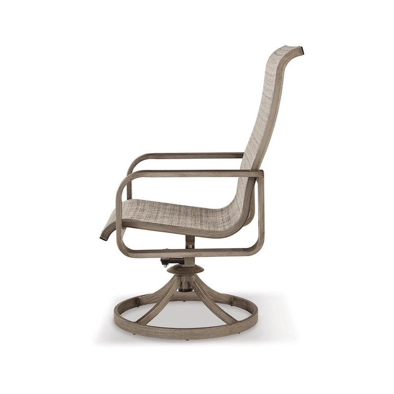 Signature Design by Ashley Beach Front Brown/Beige Outdoor Sling Swivel Chair Set (Set of 2) - 30W x 25D x 42H