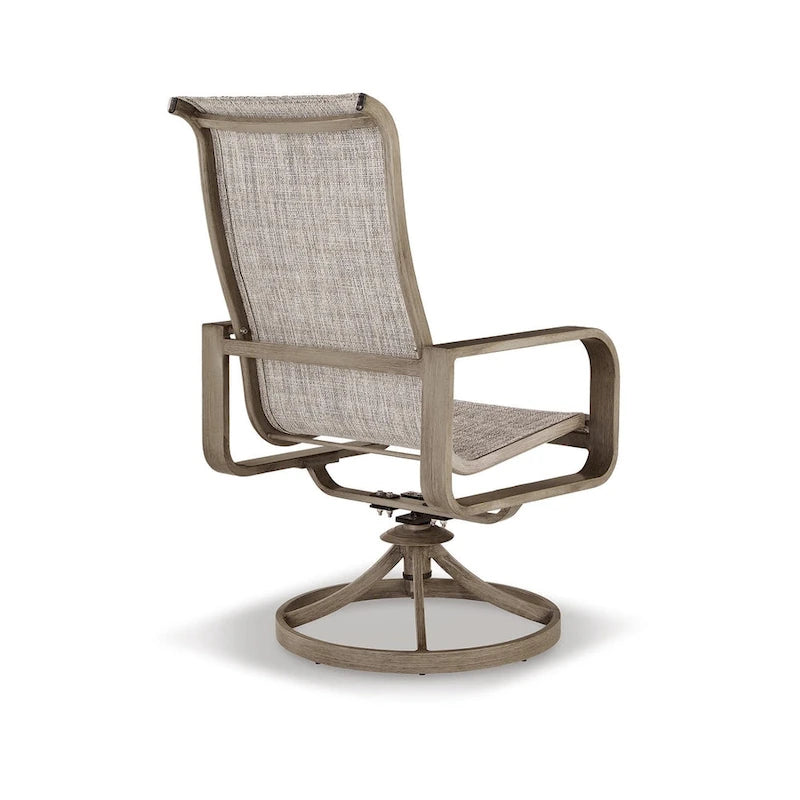 Signature Design by Ashley Beach Front Brown/Beige Outdoor Sling Swivel Chair Set (Set of 2) - 30W x 25D x 42H