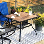 MAISON ARTS Outdoor Square Wood-like Dining table with 1.57 Umbrella Hole