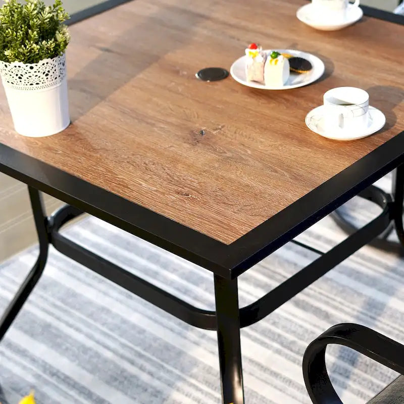 MAISON ARTS Outdoor Square Wood-like Dining table with 1.57 Umbrella Hole