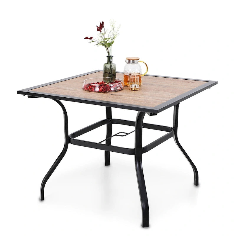MAISON ARTS Outdoor Square Wood-like Dining table with 1.57 Umbrella Hole
