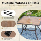 MAISON ARTS Outdoor Square Wood-like Dining table with 1.57 Umbrella Hole