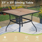 MAISON ARTS Outdoor Square Wood-like Dining table with 1.57 Umbrella Hole
