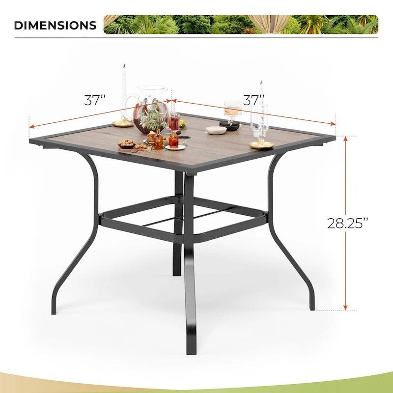 MAISON ARTS Outdoor Square Wood-like Dining table with 1.57 Umbrella Hole