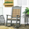 Outsunny Outdoor Rocking Chairs, Porch Rocker w/ Soft Padded Seat and Backrest, Fade-Resistant HDPE Frame Rocker Chair