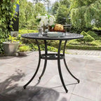 NUU GARDEN 35 Patio Cast Aluminum Dining Table with Umbrella Hole