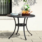 NUU GARDEN 35 Patio Cast Aluminum Dining Table with Umbrella Hole
