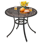 NUU GARDEN 35 Patio Cast Aluminum Dining Table with Umbrella Hole